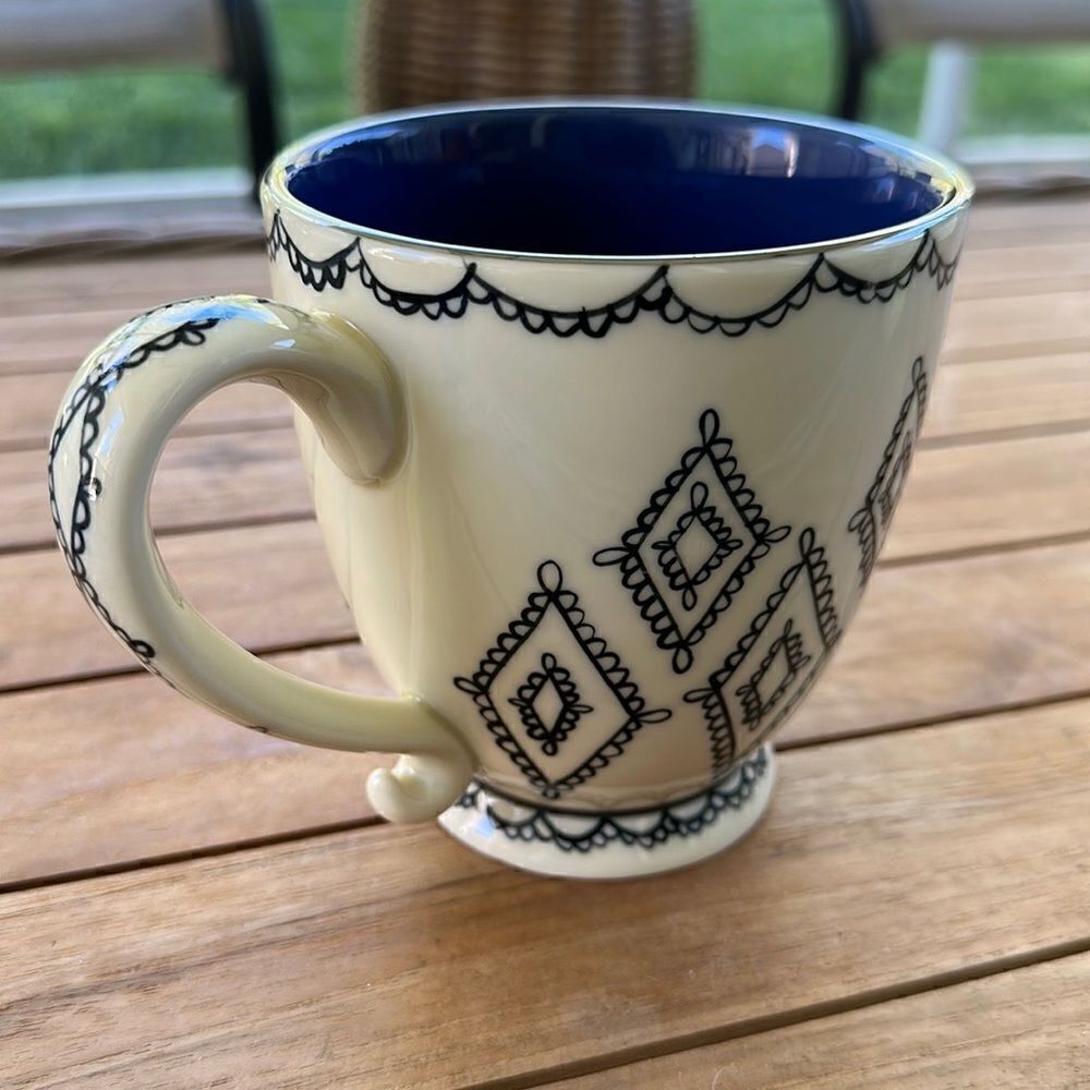 Starbucks Barista Footed Pedestal Coffee Cup Mug 2002 Diamond Lace Pattern